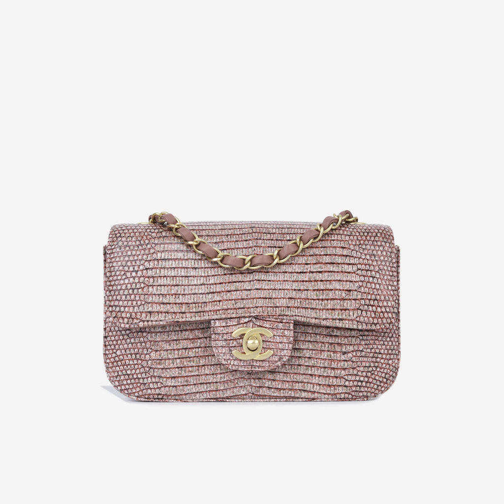 Chanel Mini Rectangular Flap - Mauve Taupe Lizard