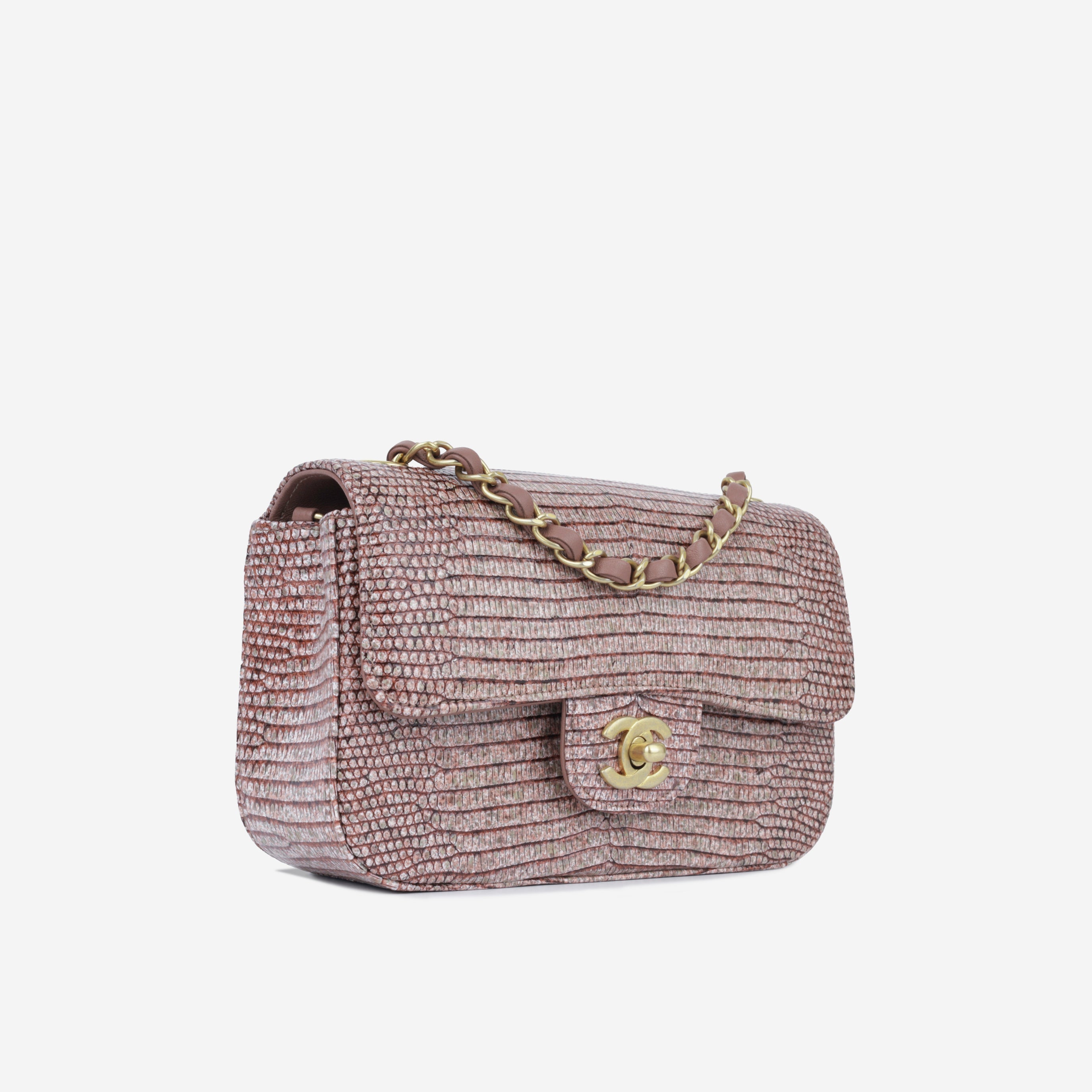 Chanel Mini Rectangular Flap - Mauve Taupe Lizard