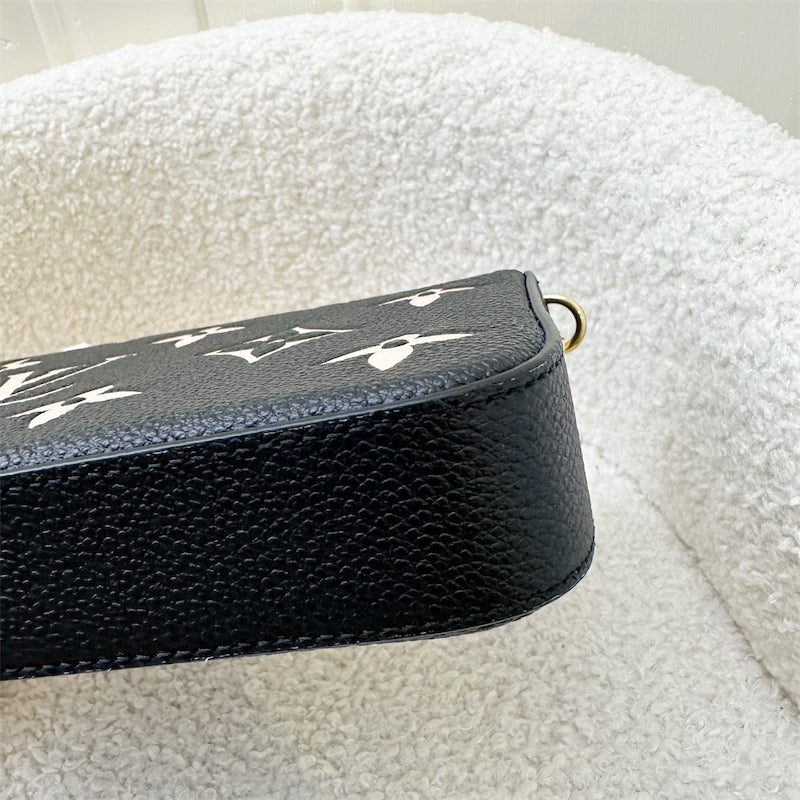 LV Felicie Pochette in Black and Beige Monogram Empreinte Leather and GHW