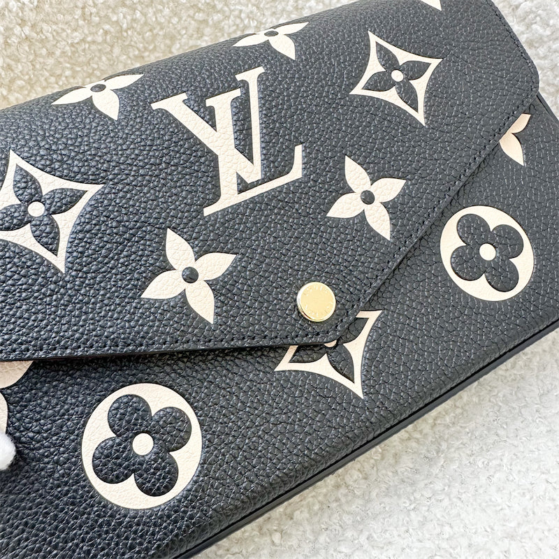 LV Felicie Pochette in Black and Beige Monogram Empreinte Leather and GHW