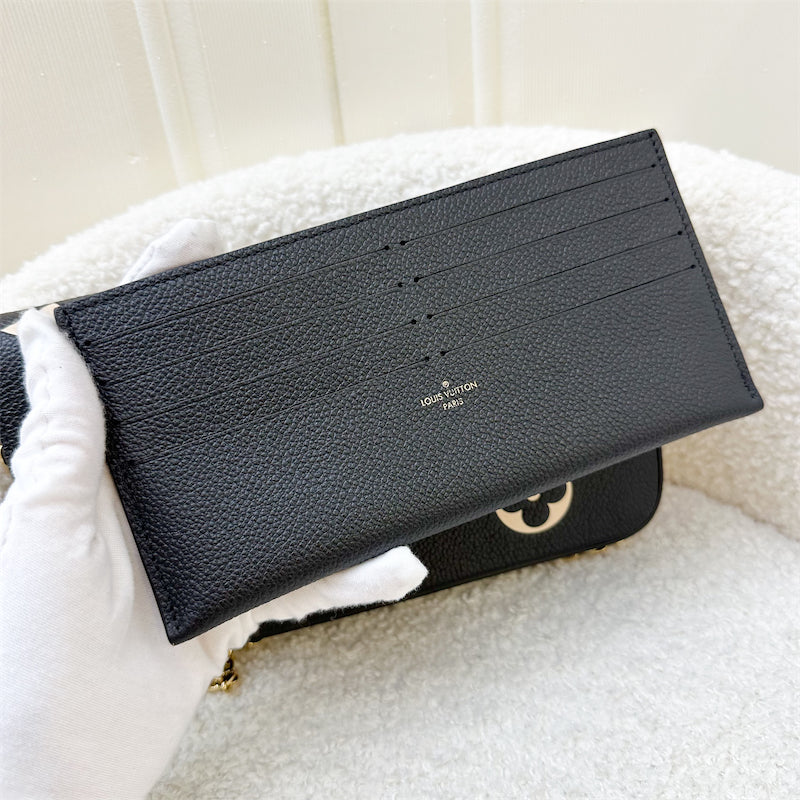 LV Felicie Pochette in Black and Beige Monogram Empreinte Leather and GHW