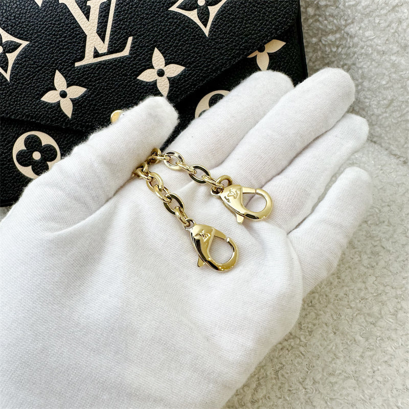 LV Felicie Pochette in Black and Beige Monogram Empreinte Leather and GHW