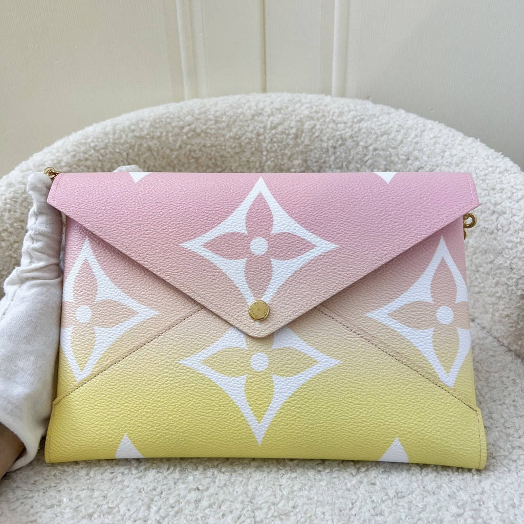LV Large Kirigami Pochette in Pink / Yellow By the Pool Canvas and GHW