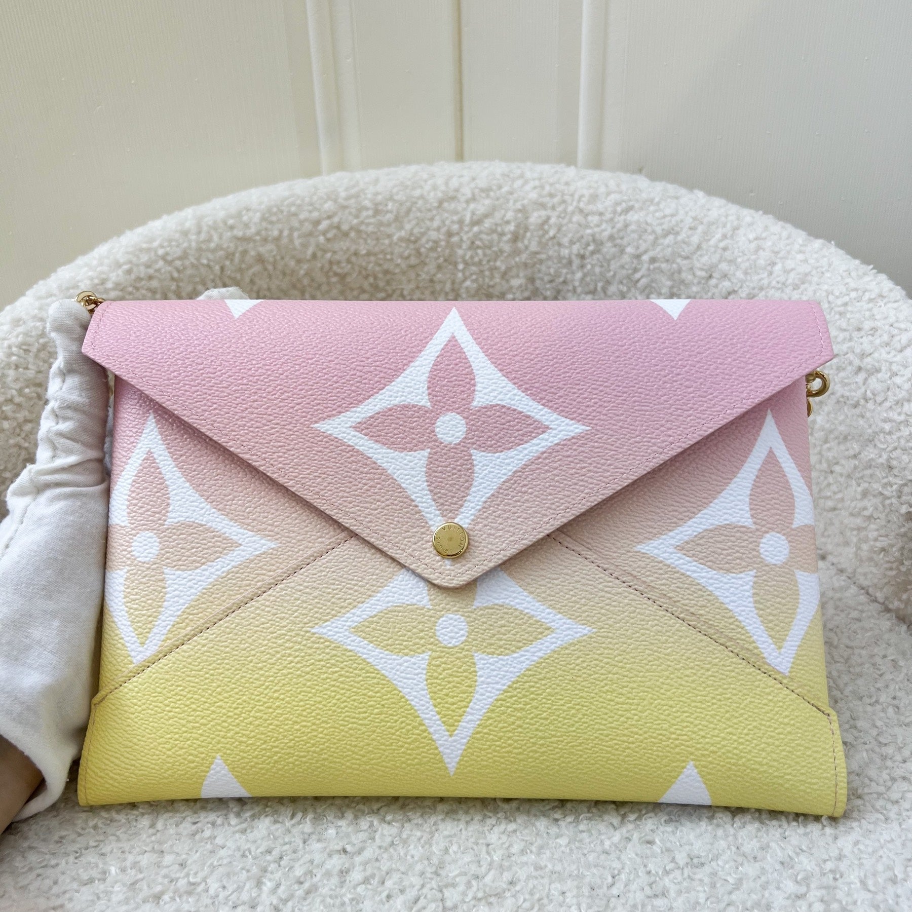 LV Large Kirigami Pochette in Pink / Yellow By the Pool Canvas and GHW
