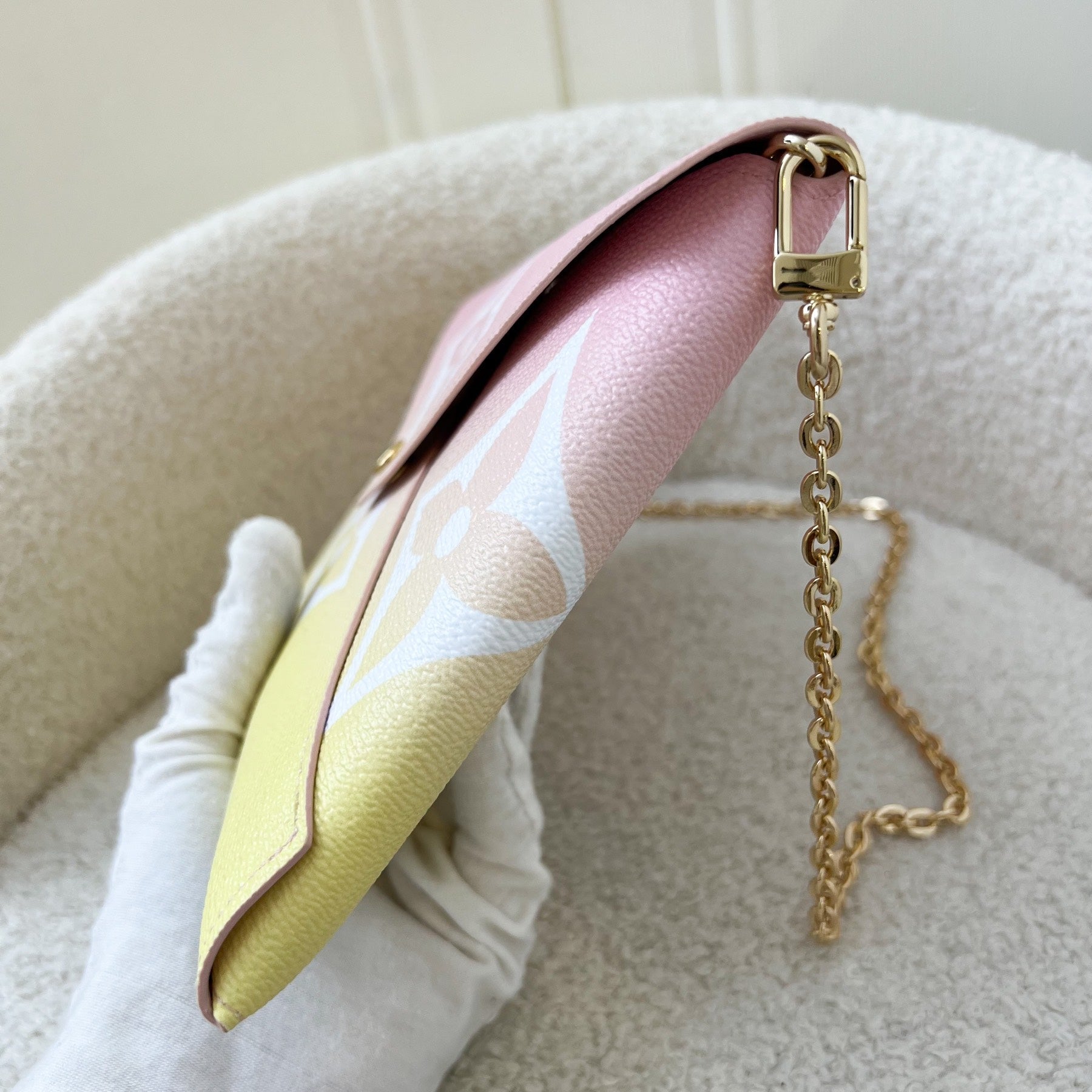 LV Large Kirigami Pochette in Pink / Yellow By the Pool Canvas and GHW