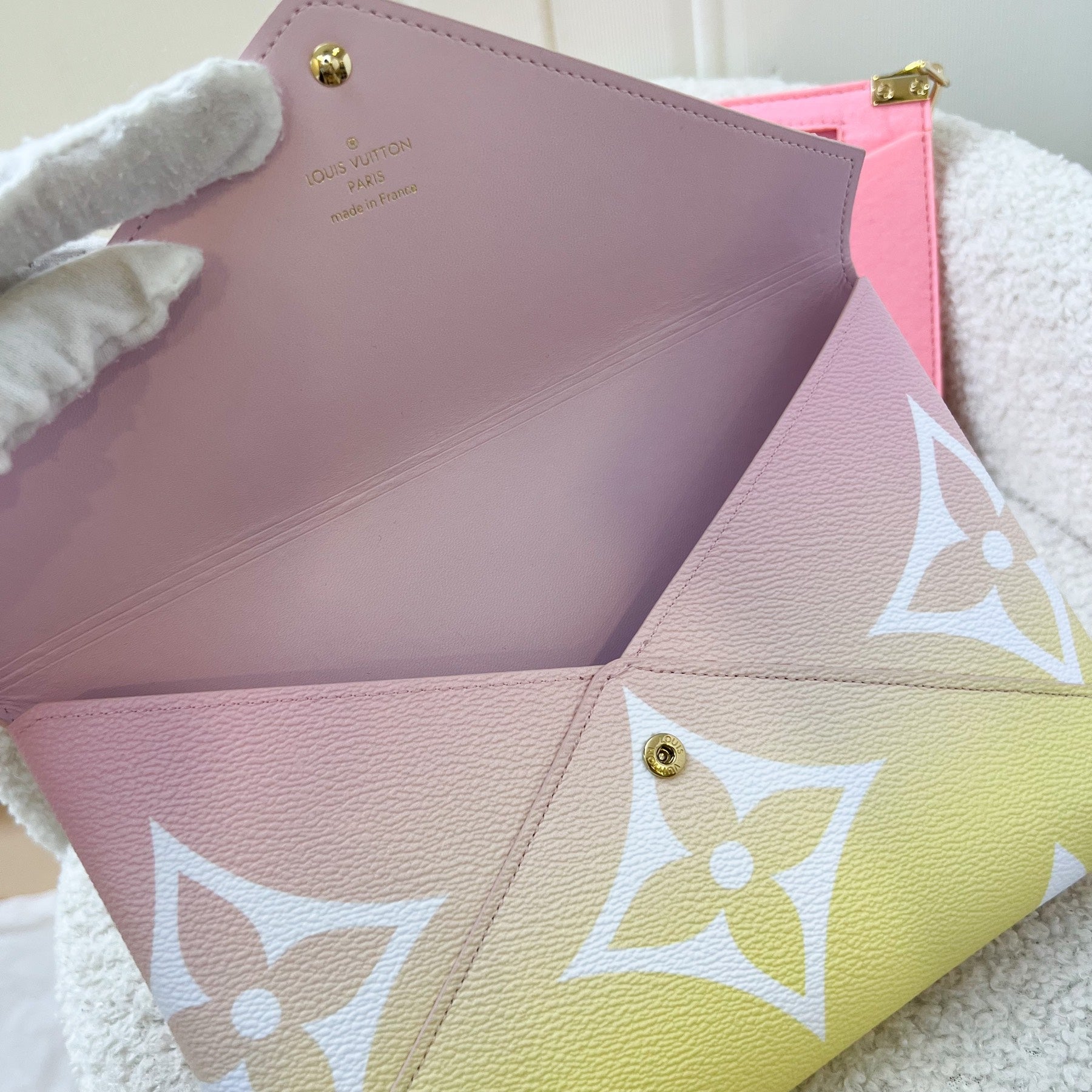 LV Large Kirigami Pochette in Pink / Yellow By the Pool Canvas and GHW
