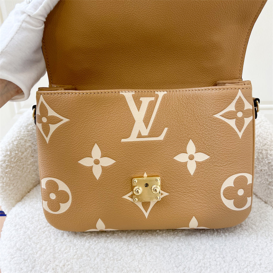 LV Pochette Metis in Arizona Beige / Crème Beige Monogram Empreinte Leather GHW