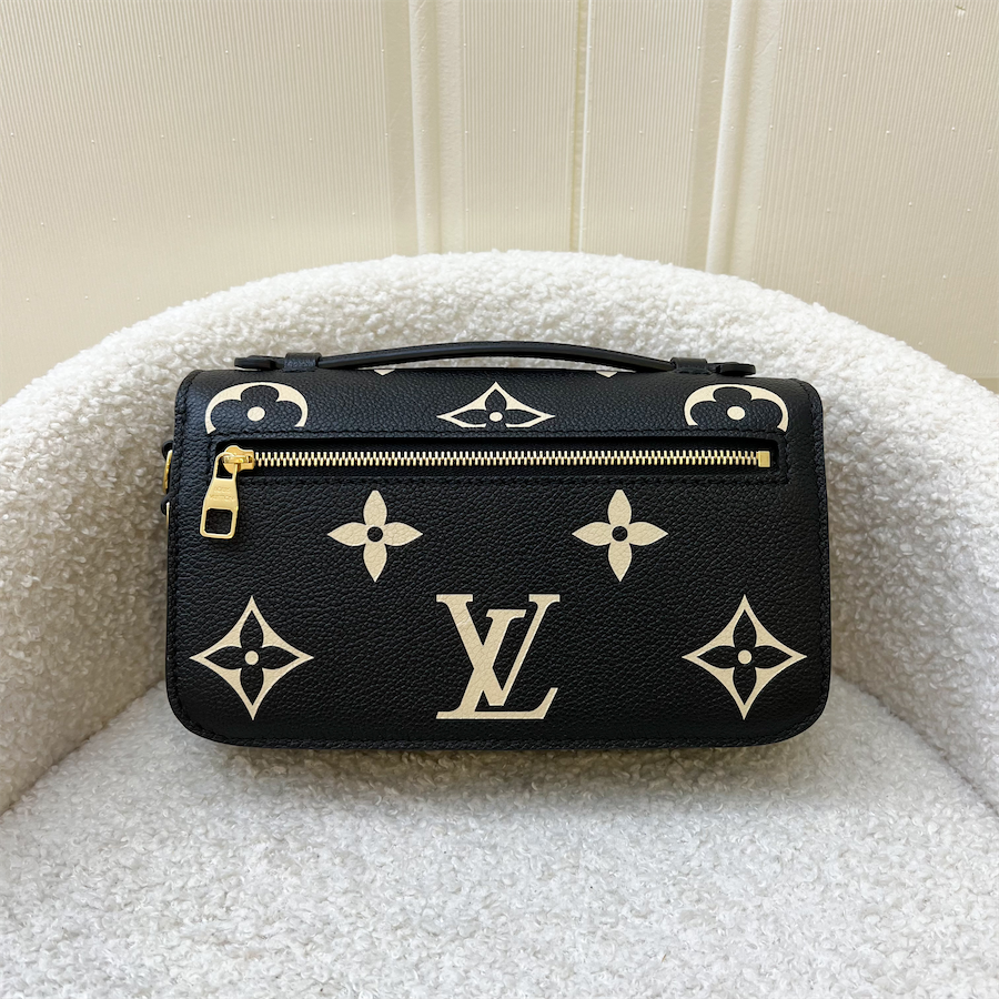 LV Pochette Metis East West in Black and Creme Giant Monogram Empreinte Leather and GHW