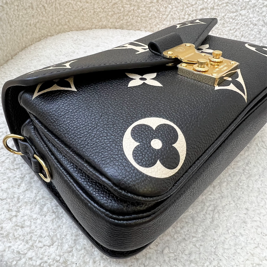 LV Pochette Metis East West in Black and Creme Giant Monogram Empreinte Leather and GHW