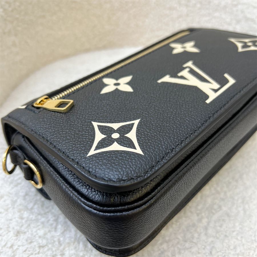 LV Pochette Metis East West in Black and Creme Giant Monogram Empreinte Leather and GHW