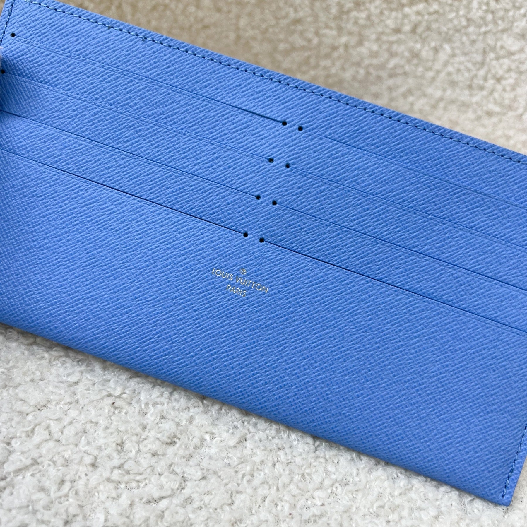 LV Felicie Pochette Card Holder in Blue Leather