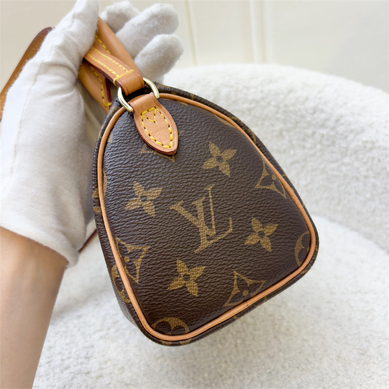 LV Nano Speedy in Monogram Canvas and GHW (Non-detachable strap) (Model: M61252)
