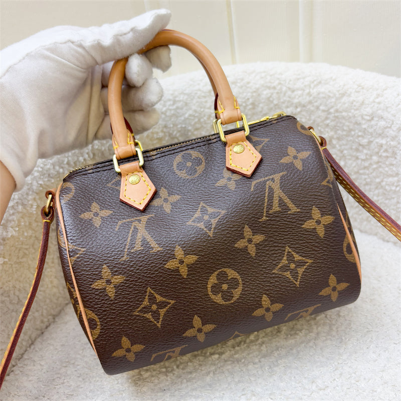 LV Nano Speedy in Monogram Canvas and GHW (Non-detachable strap) (Model: M61252)
