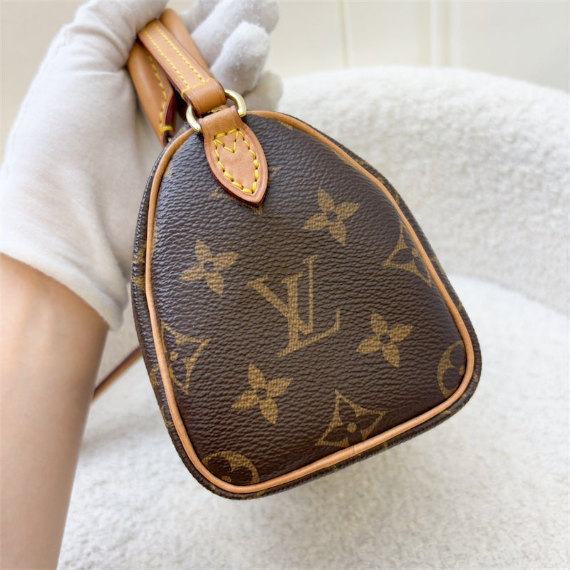 LV Nano Speedy in Monogram Canvas and GHW (Non-detachable strap) (Model: M61252)