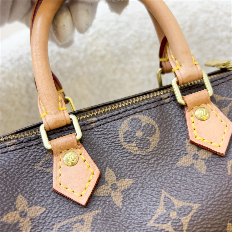 LV Nano Speedy in Monogram Canvas and GHW (Non-detachable strap) (Model: M61252)