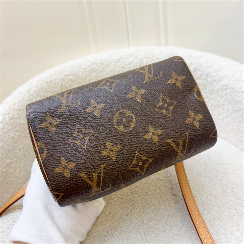 LV Nano Speedy in Monogram Canvas and GHW (Non-detachable strap) (Model: M61252)