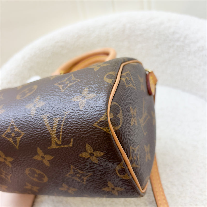 LV Nano Speedy in Monogram Canvas and GHW (Non-detachable strap) (Model: M61252)