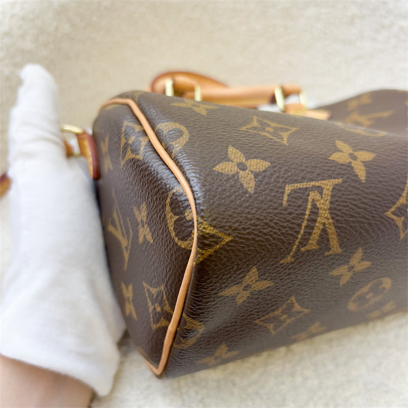 LV Nano Speedy in Monogram Canvas and GHW (Non-detachable strap) (Model: M61252)