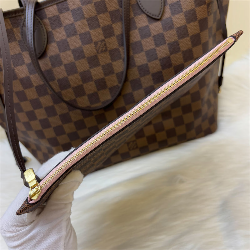 LV Neverfull MM in Damier Ebene Canvas, Pink Interior and GHW (Model: N41603)