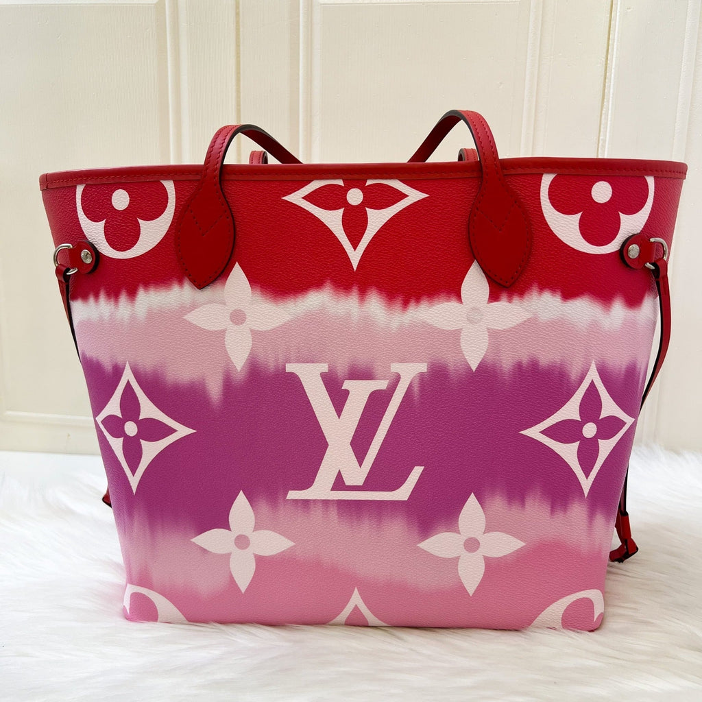 LV Neverfull MM with Detachable Pouch in Red / Pink Escale Monogram Canvas SHW