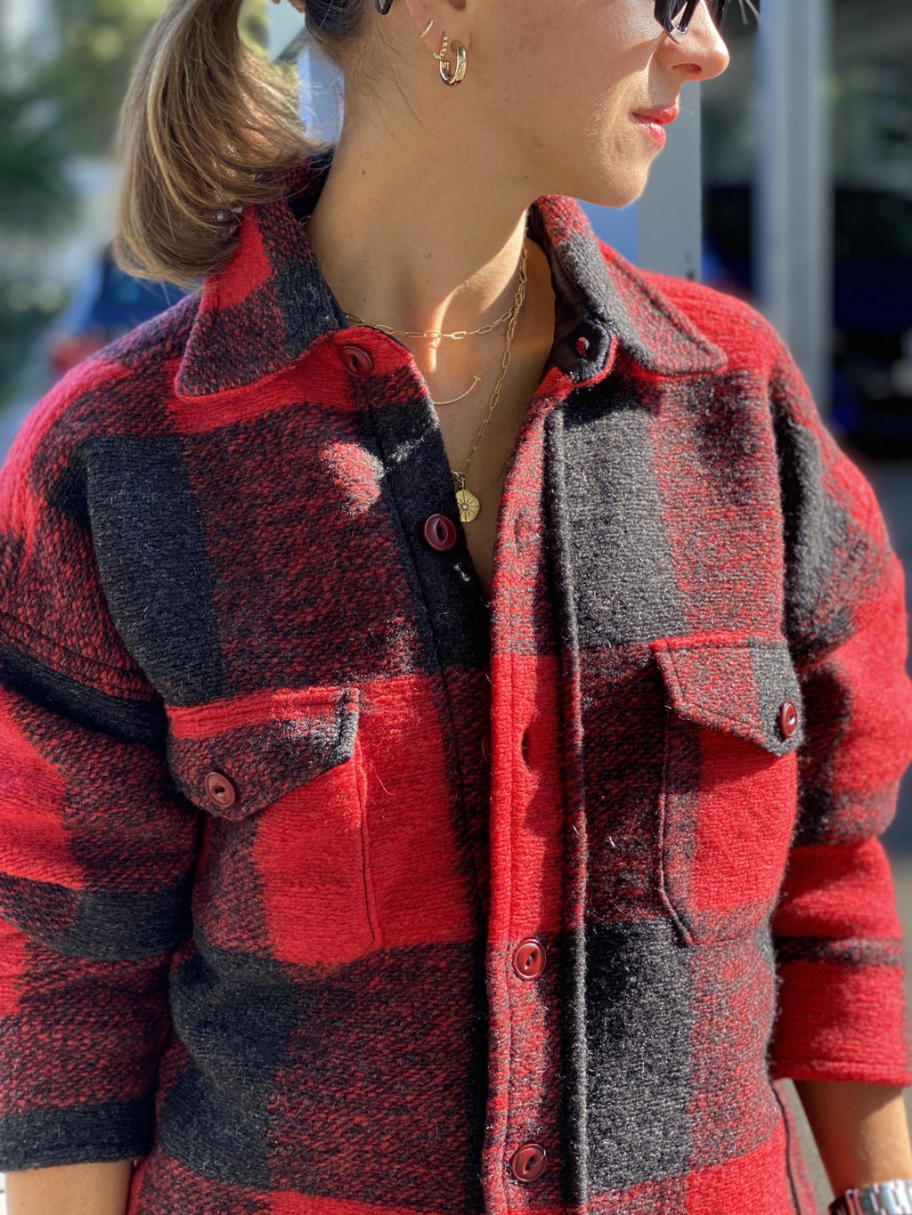 BOBBI FLANNEL JACKET RED - SIZE XS