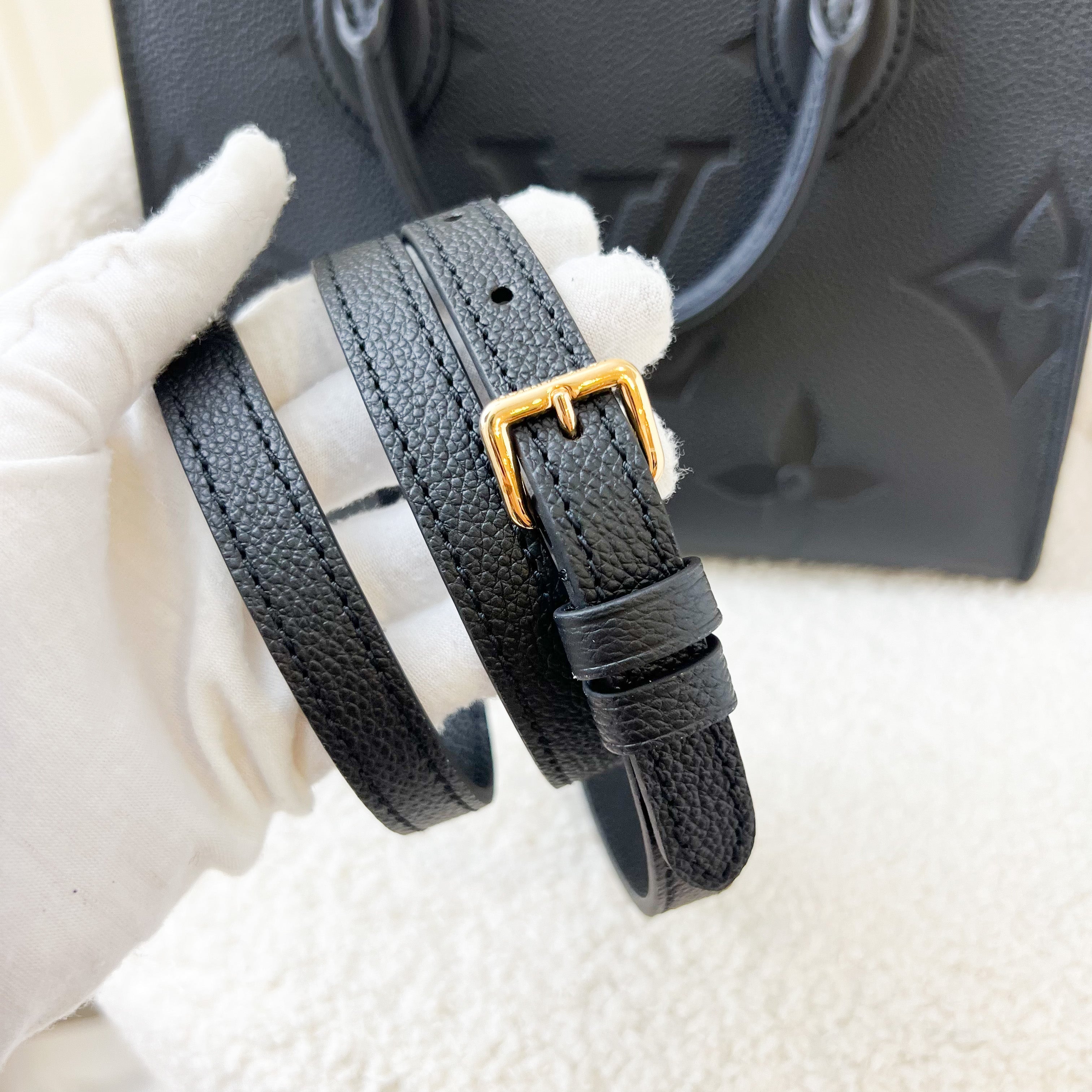LV Onthego PM in Black Giant Monogram Empreinte Leather GHW