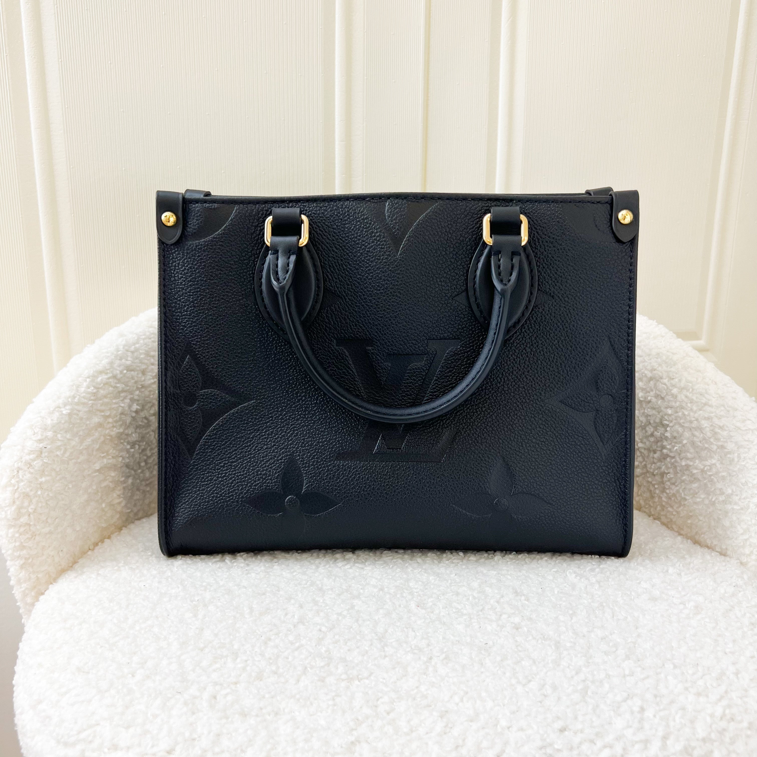LV Onthego PM in Black Giant Monogram Empreinte Leather GHW