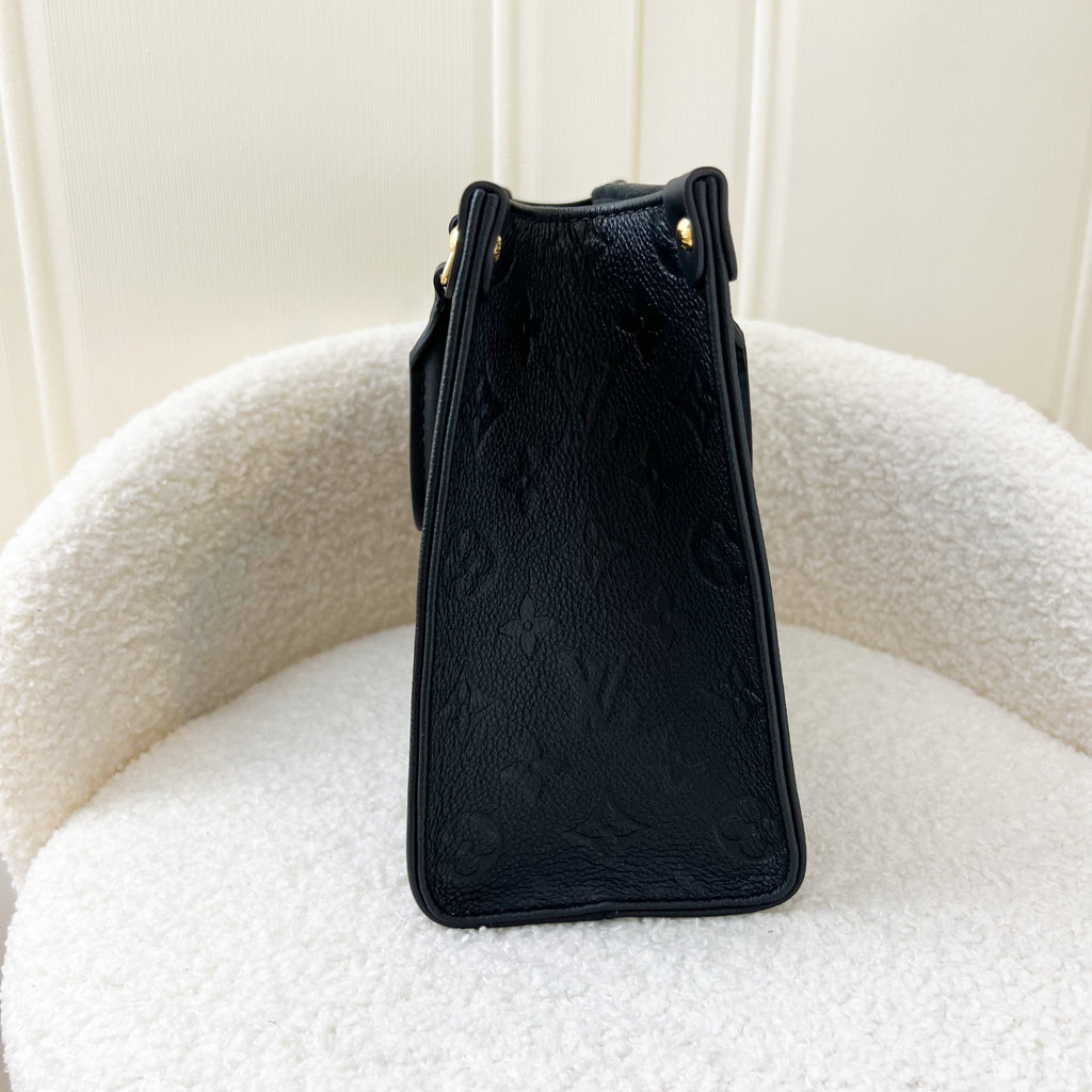 LV Onthego PM in Black Giant Monogram Empreinte Leather GHW
