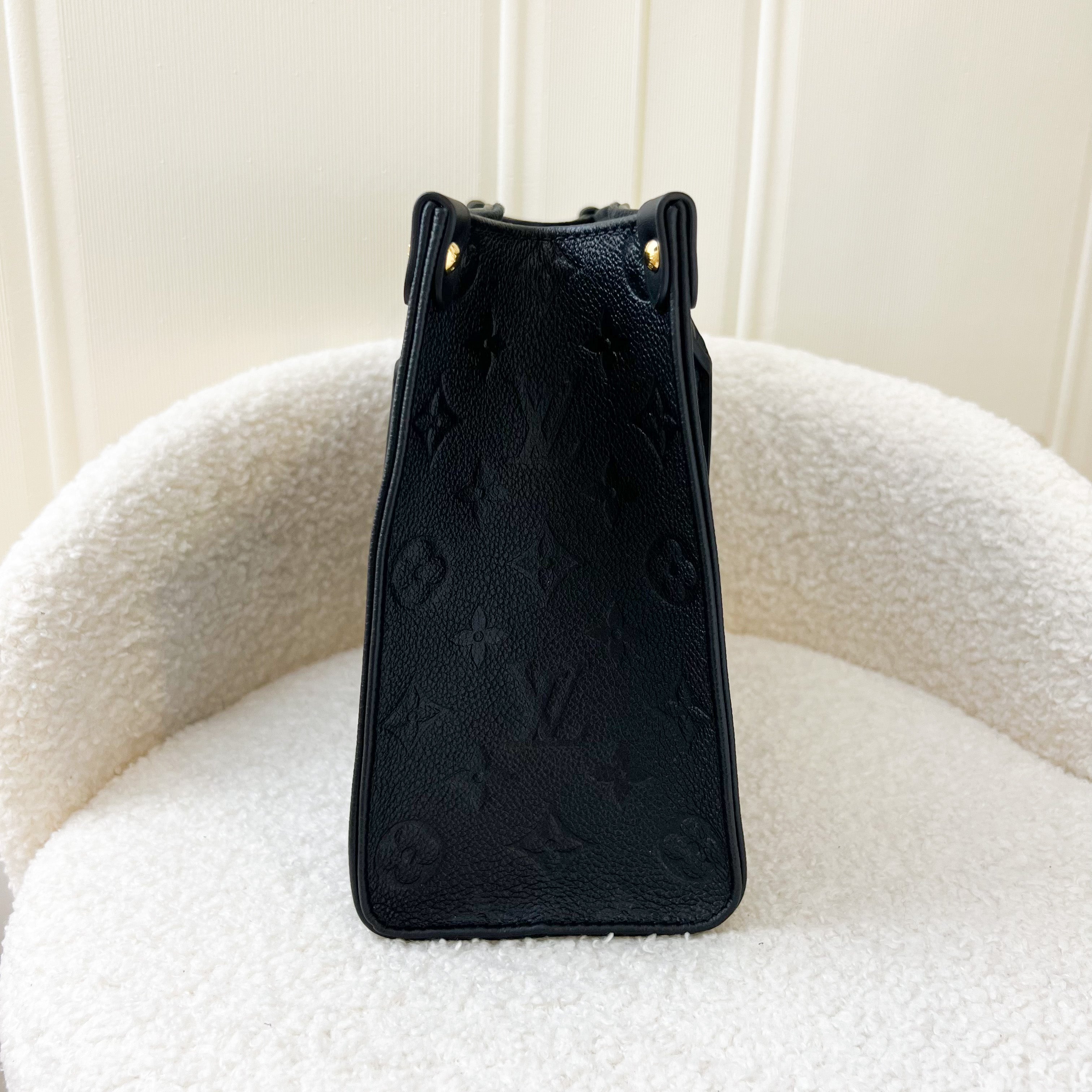 LV Onthego PM in Black Giant Monogram Empreinte Leather GHW