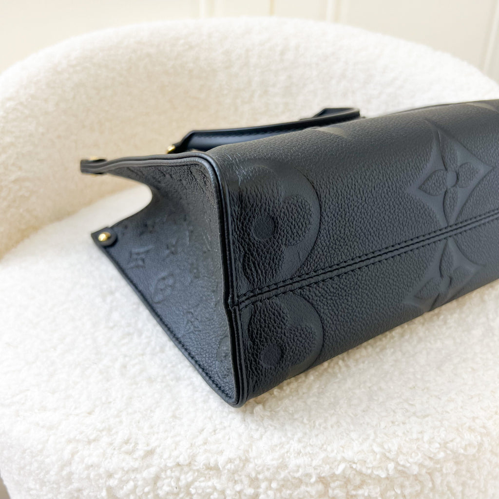 LV Onthego PM in Black Giant Monogram Empreinte Leather GHW