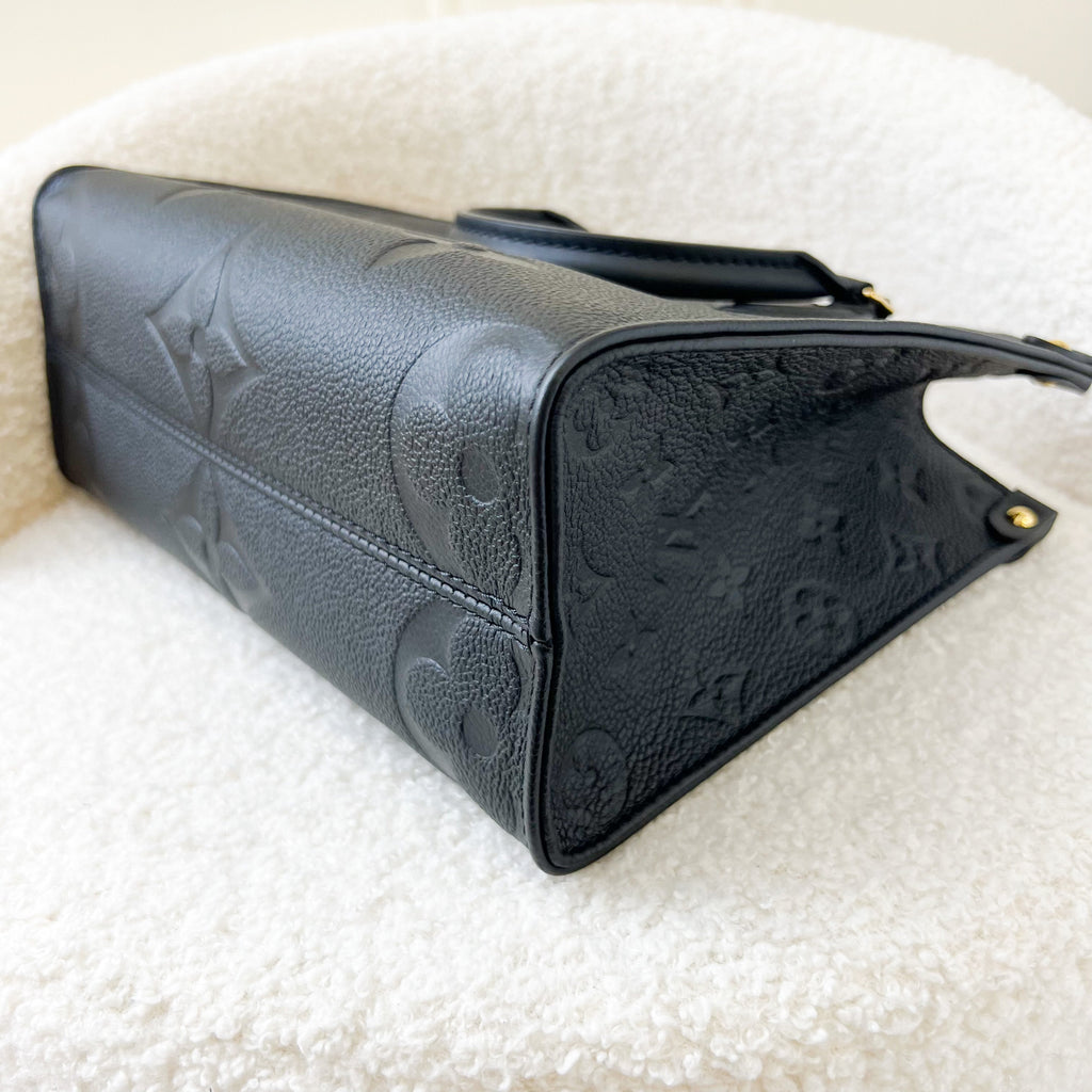 LV Onthego PM in Black Giant Monogram Empreinte Leather GHW