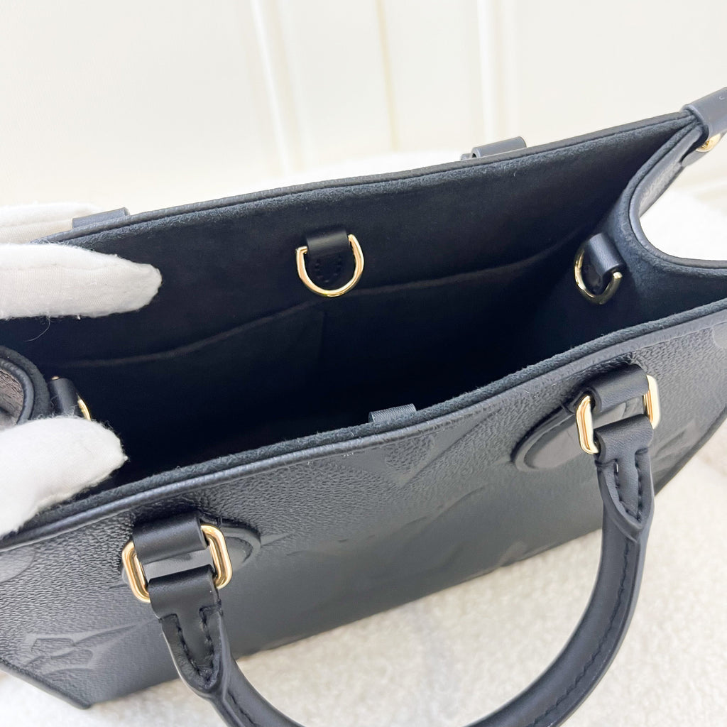 LV Onthego PM in Black Giant Monogram Empreinte Leather GHW