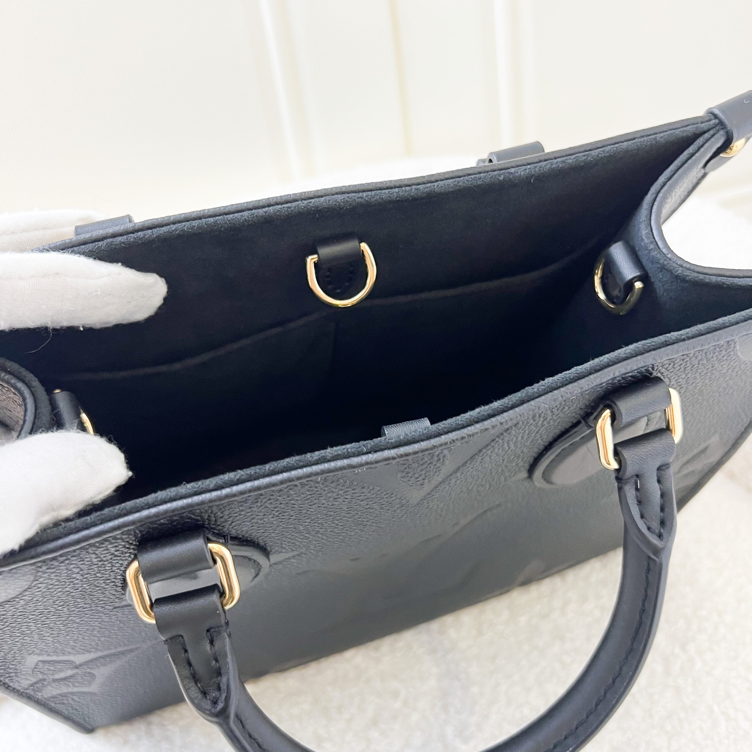 LV Onthego PM in Black Giant Monogram Empreinte Leather GHW