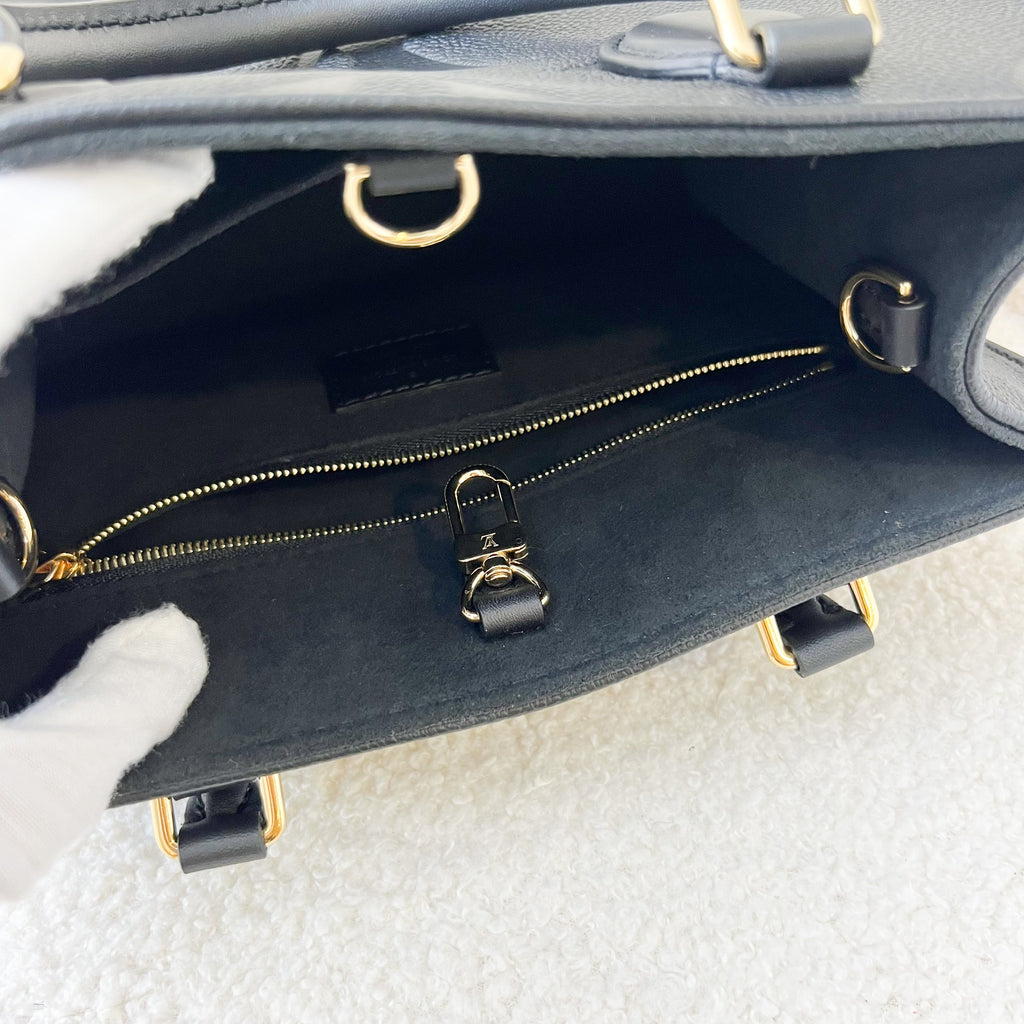 LV Onthego PM in Black Giant Monogram Empreinte Leather GHW