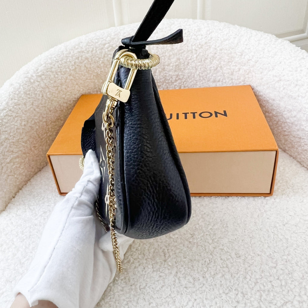 LV Mini Pochette Accessoires in Black and Beige Monogram Empreinte Leather GHW