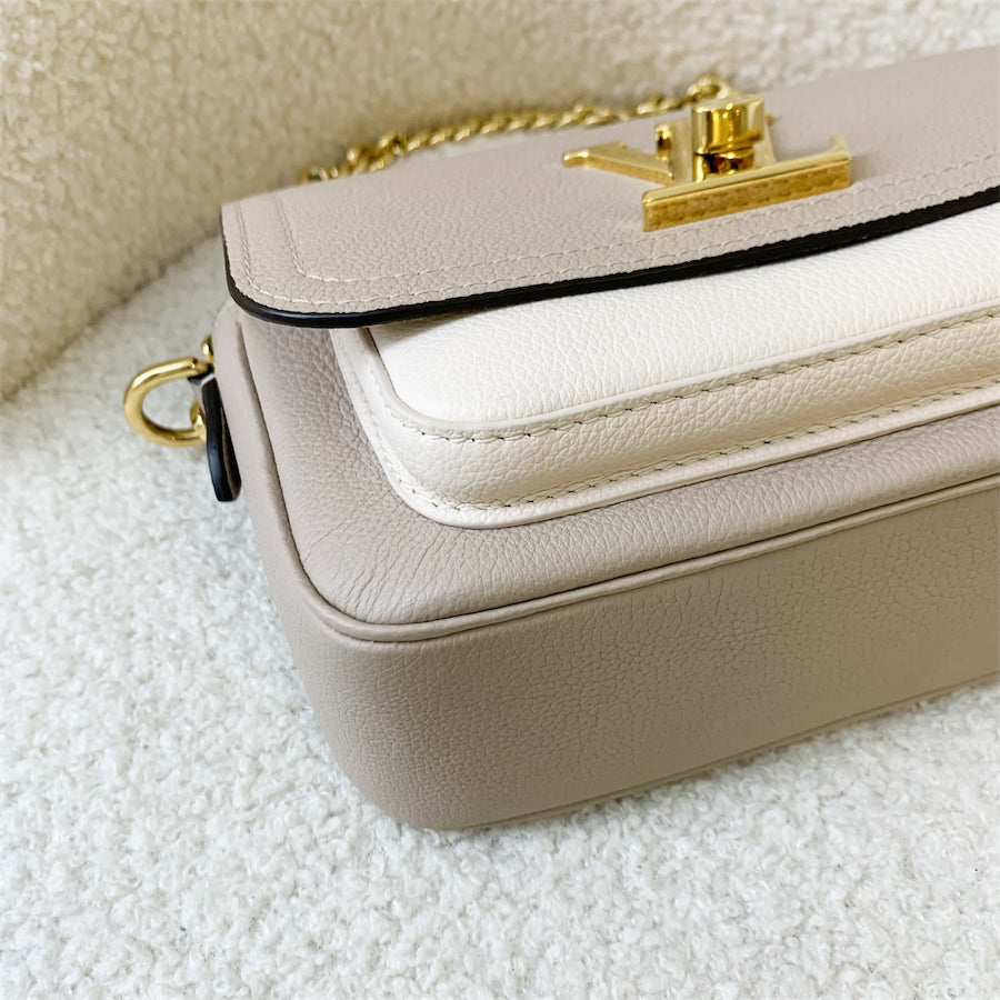 LV Lockme Tender in Grey Beige Greige Grained Calfskin and GHW