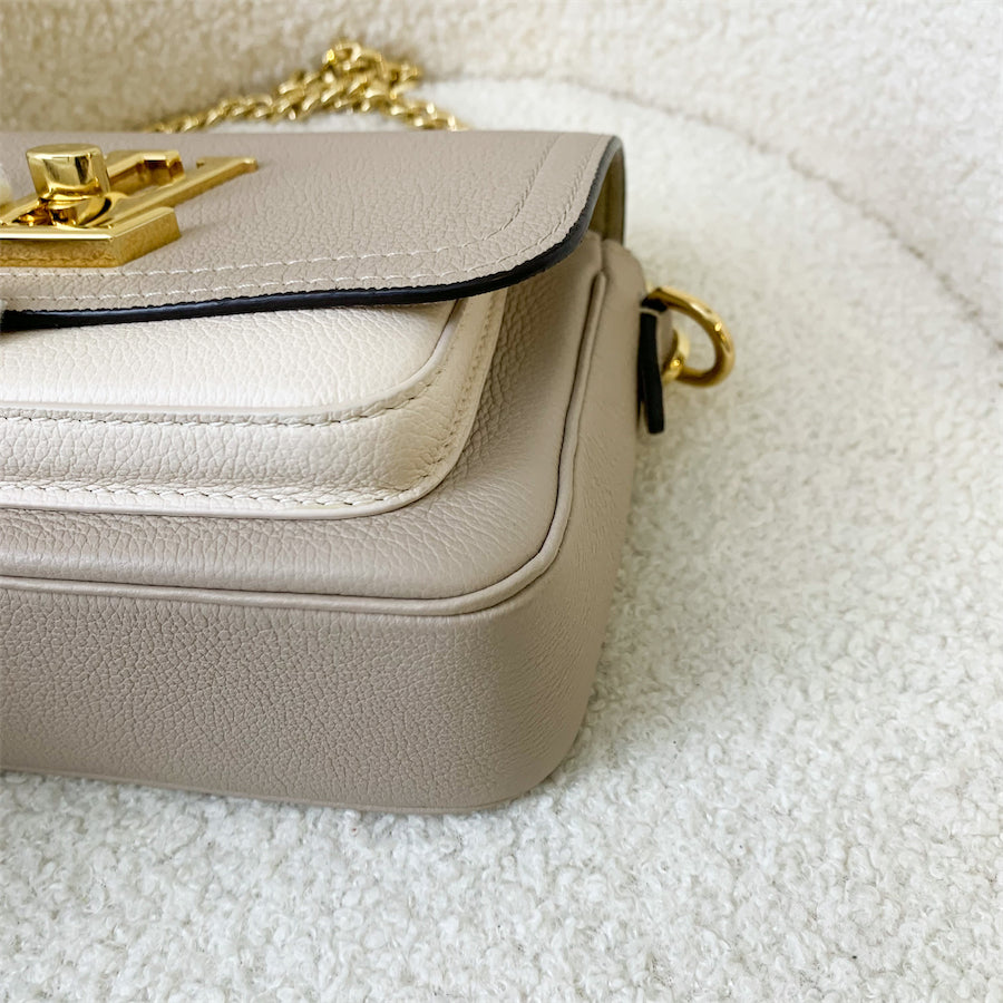 LV Lockme Tender in Grey Beige Greige Grained Calfskin and GHW
