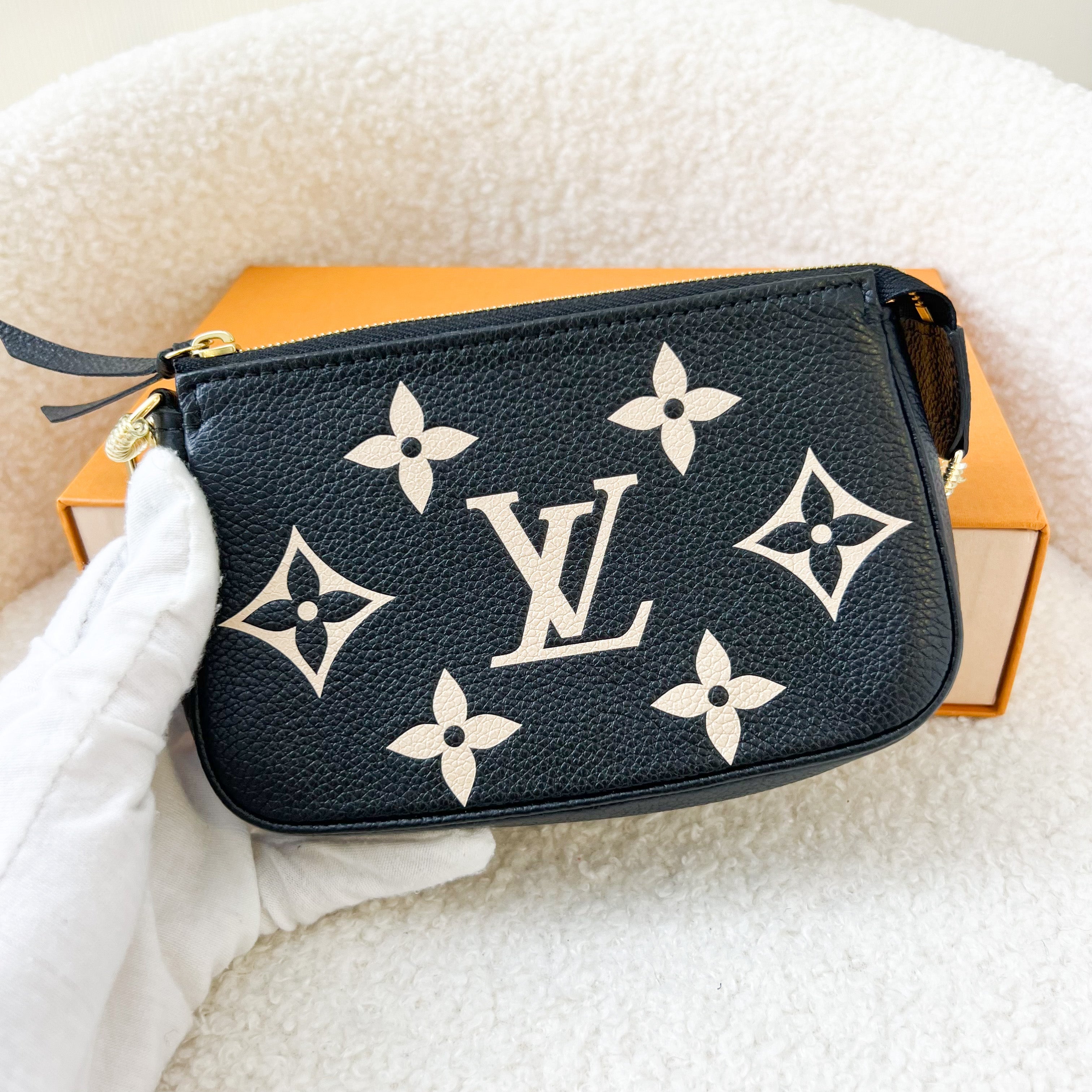 LV Mini Pochette Accessoires in Black and Beige Monogram Empreinte Leather GHW