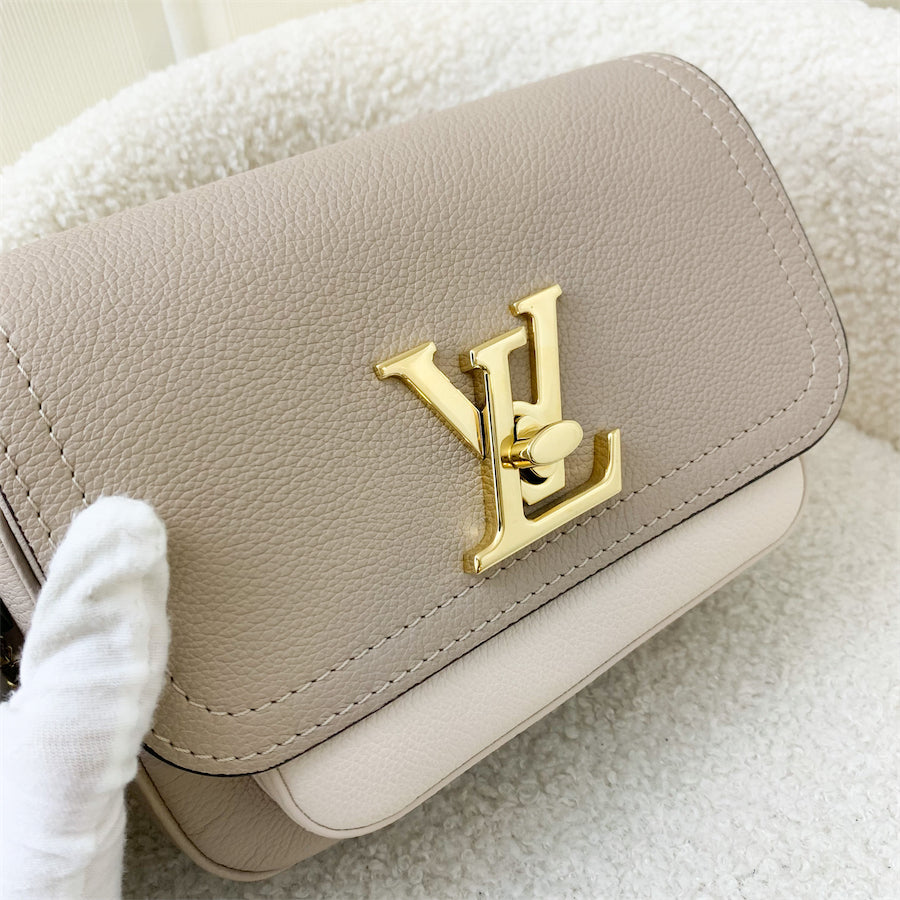 LV Lockme Tender in Grey Beige Greige Grained Calfskin and GHW