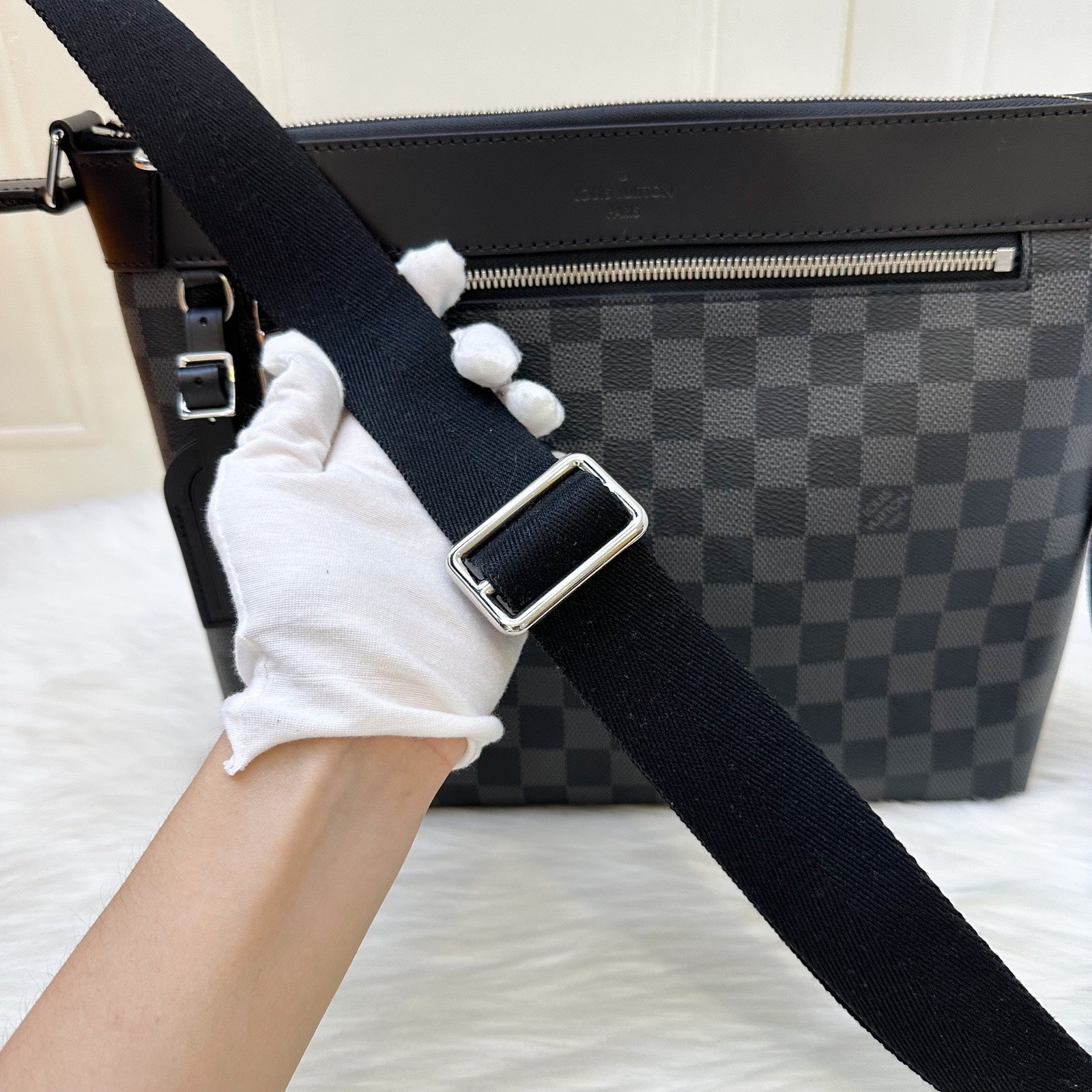 LV Mick PM Men's Shoulder Bag in Black Damier Graphite SHW