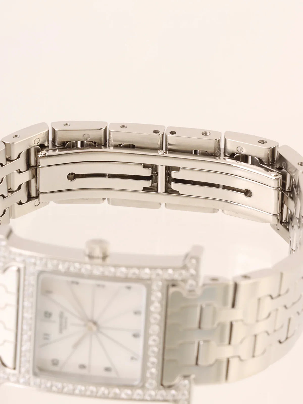 HERMES Diamond H Watch Silver/Shell
