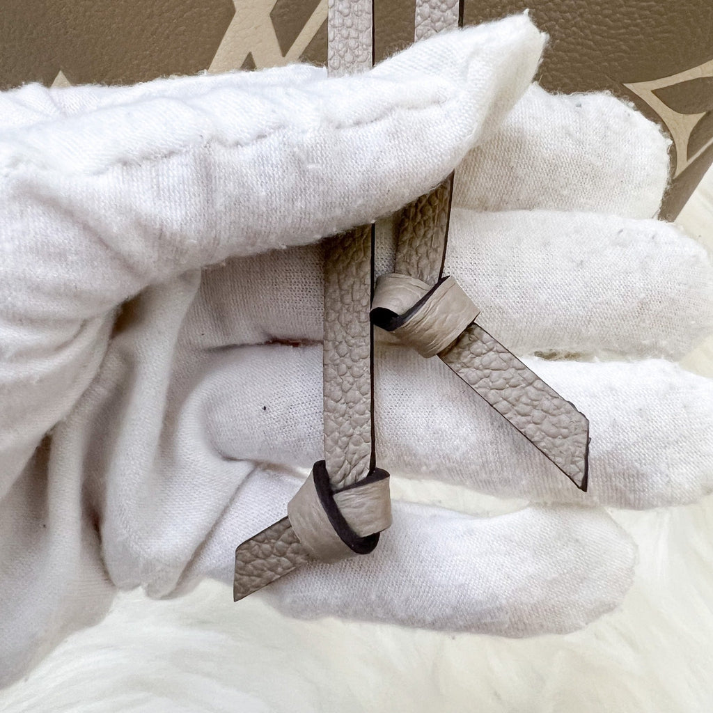 LV NeoNoe MM in Tourterelle Grey and Creme Giant Monogram Empreinte Leather and GHW