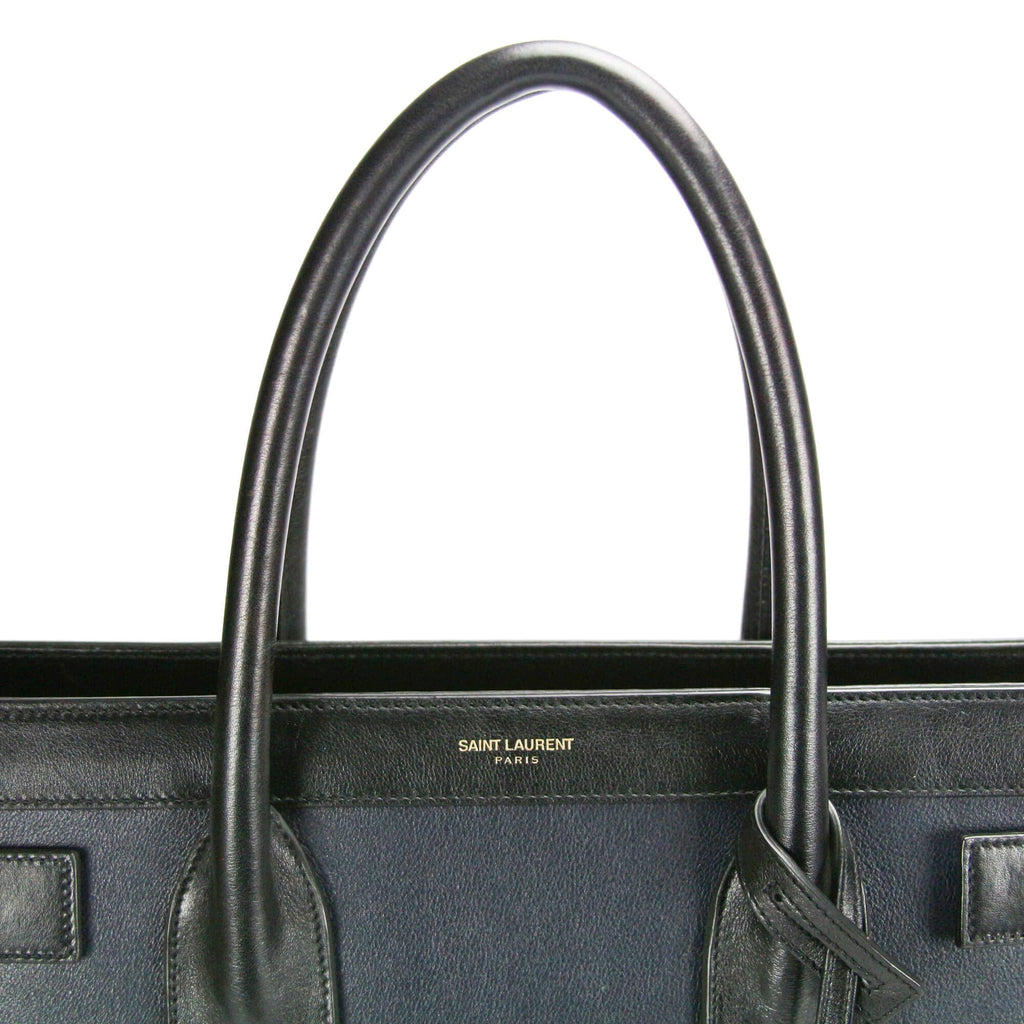 Yves Saint Laurent Sac de Jour Large Black and Blue Leather