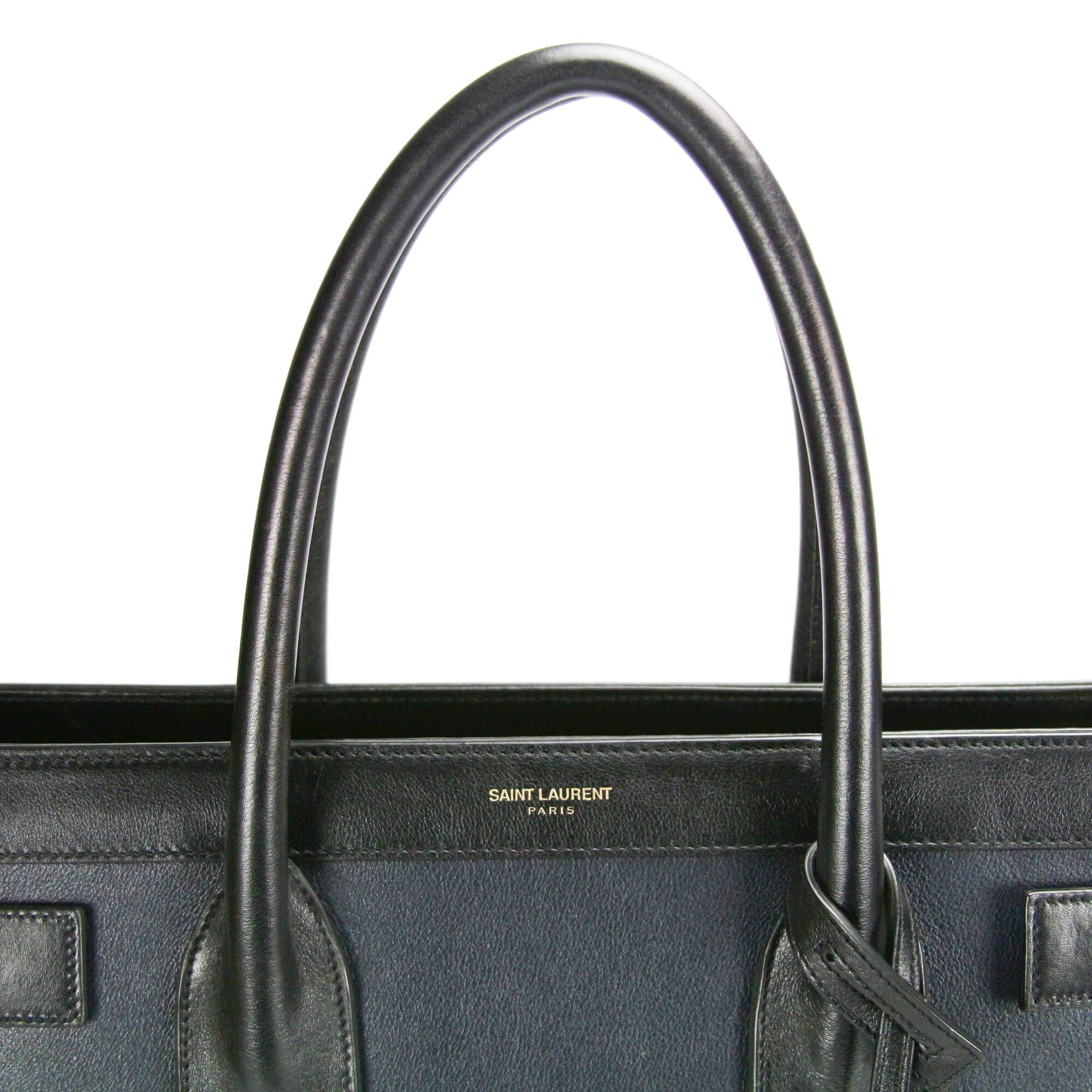Yves Saint Laurent Sac de Jour Large Black and Blue Leather