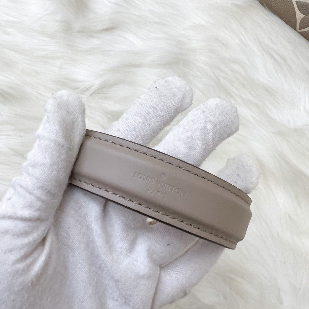 LV NeoNoe MM in Tourterelle Grey and Creme Giant Monogram Empreinte Leather and GHW