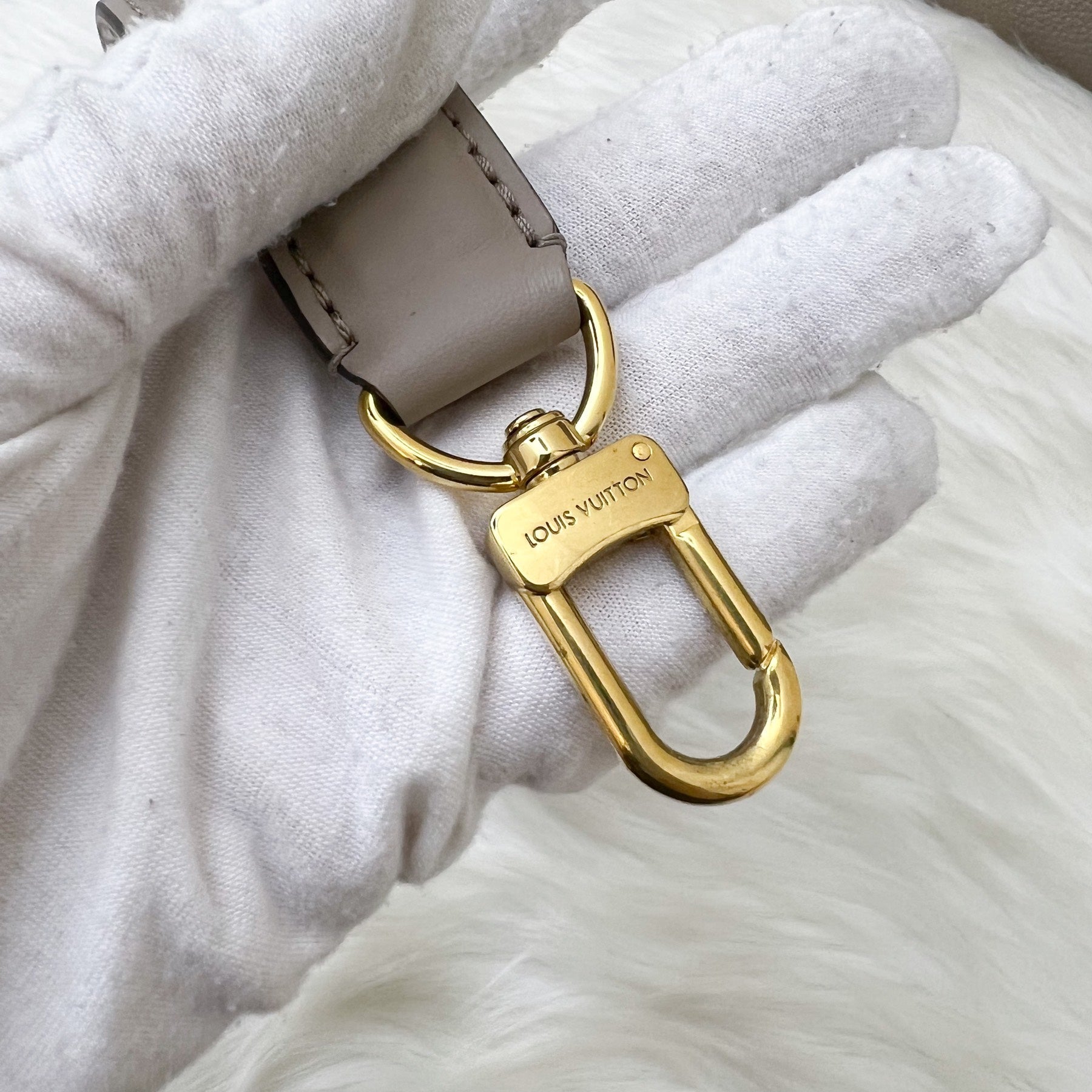 LV NeoNoe MM in Tourterelle Grey and Creme Giant Monogram Empreinte Leather and GHW
