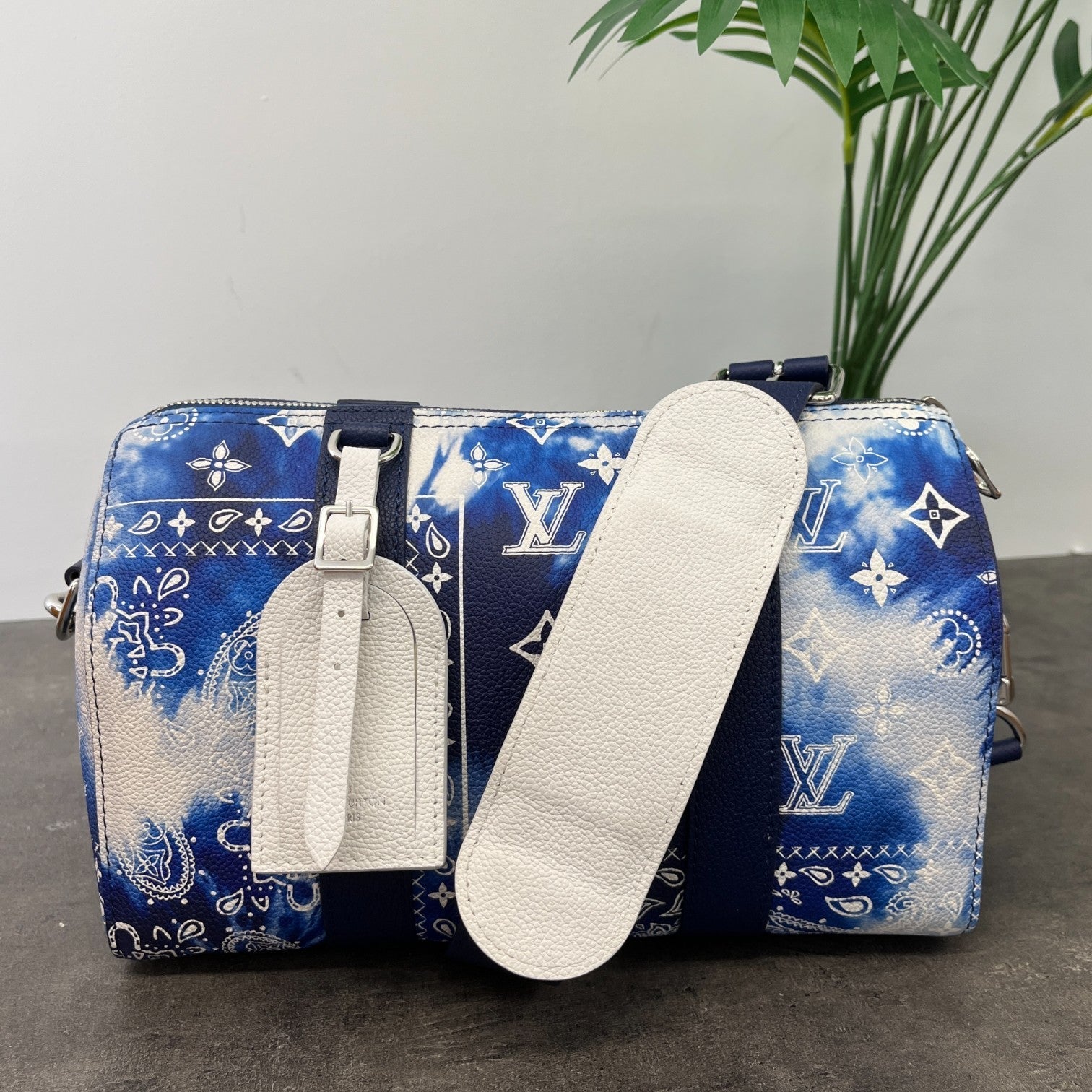 Men's City Keepall Monogram Bandana Messenger Bag Blue