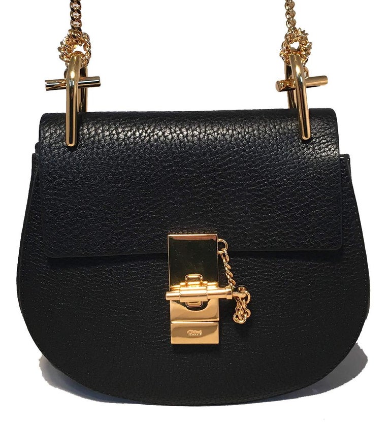 NWOT Chloe Mini Drew Black Leather Saddle Bag
