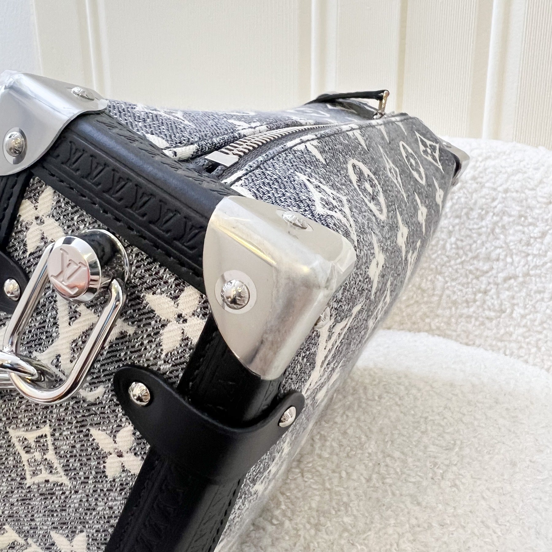LV Side Trunk Bag in Black / Grey Denim and SHW
