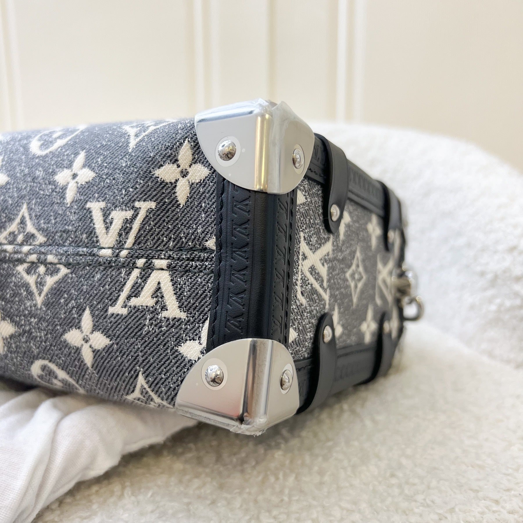 LV Side Trunk Bag in Black / Grey Denim and SHW